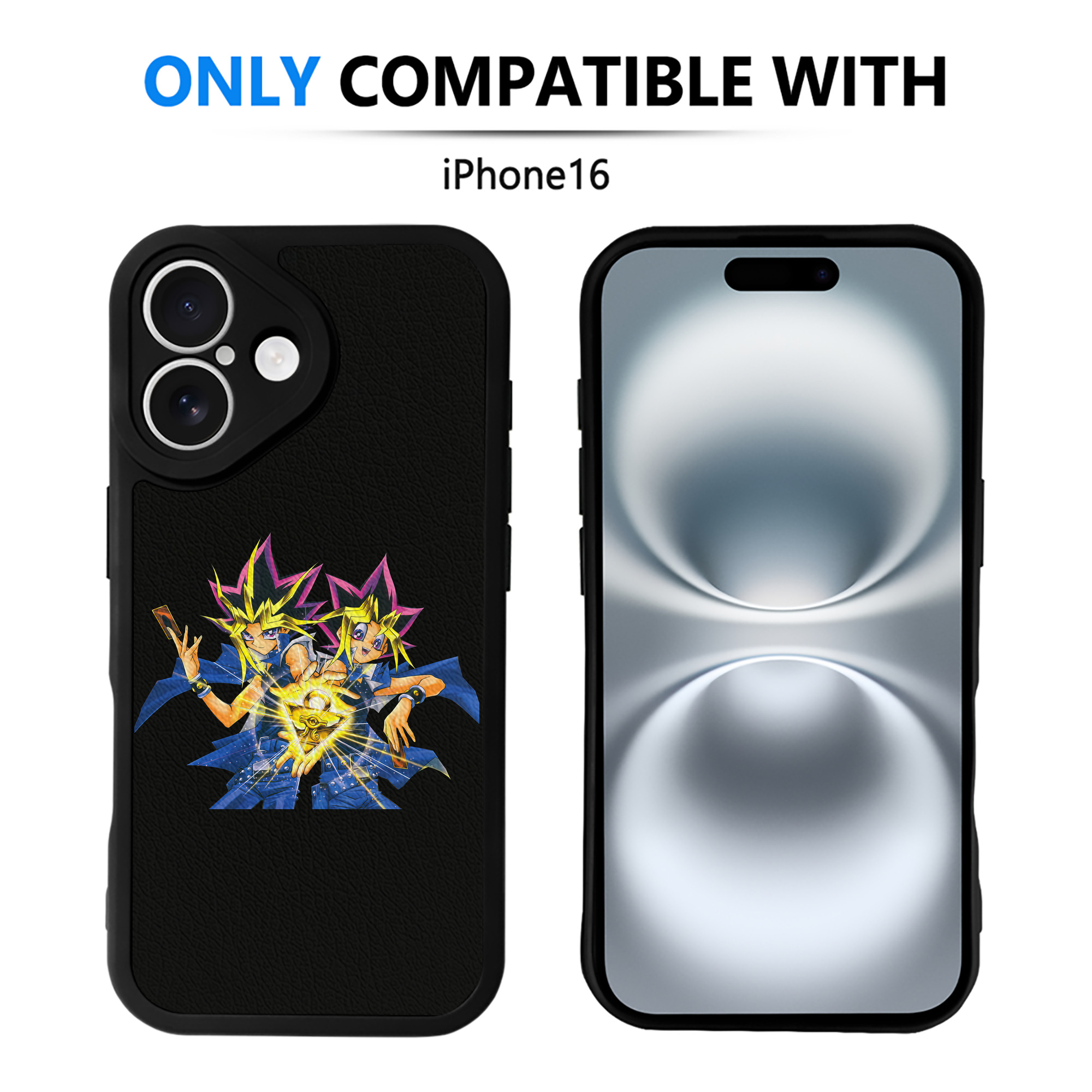 （画像用） 遊☆戯☆王 Yu-Gi-Oh! 【iPhone 16シリーズ対応】シリコンスマホケース（レザー調） 材質：シリコン